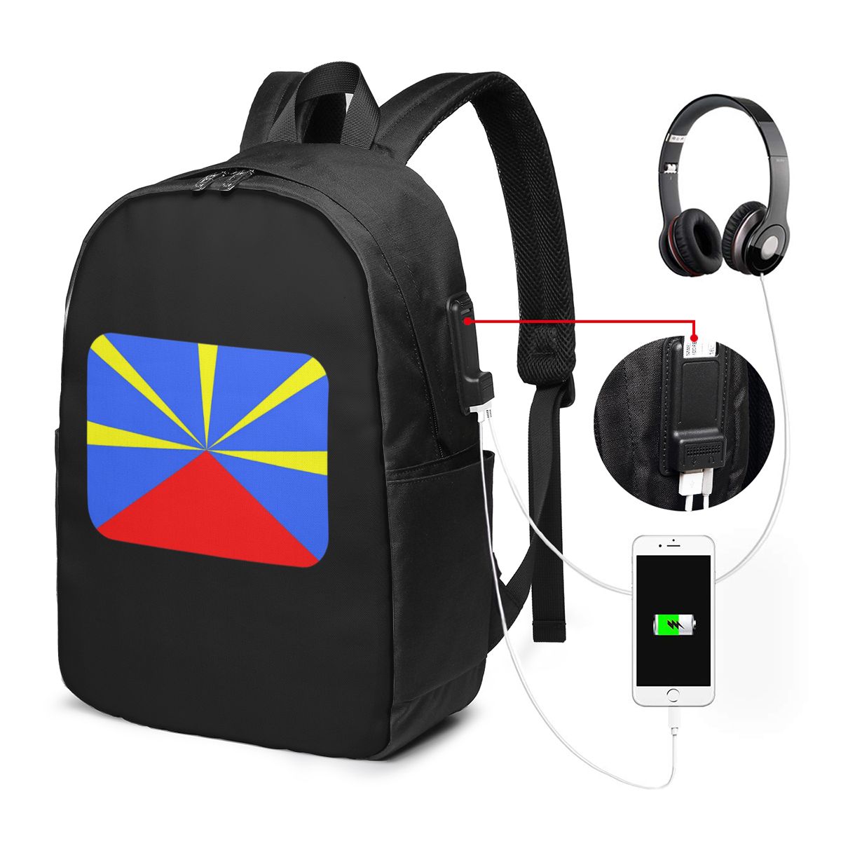 Laptop Bag - حقيبة ظهر بعلم جزيرة ريونيون 974،