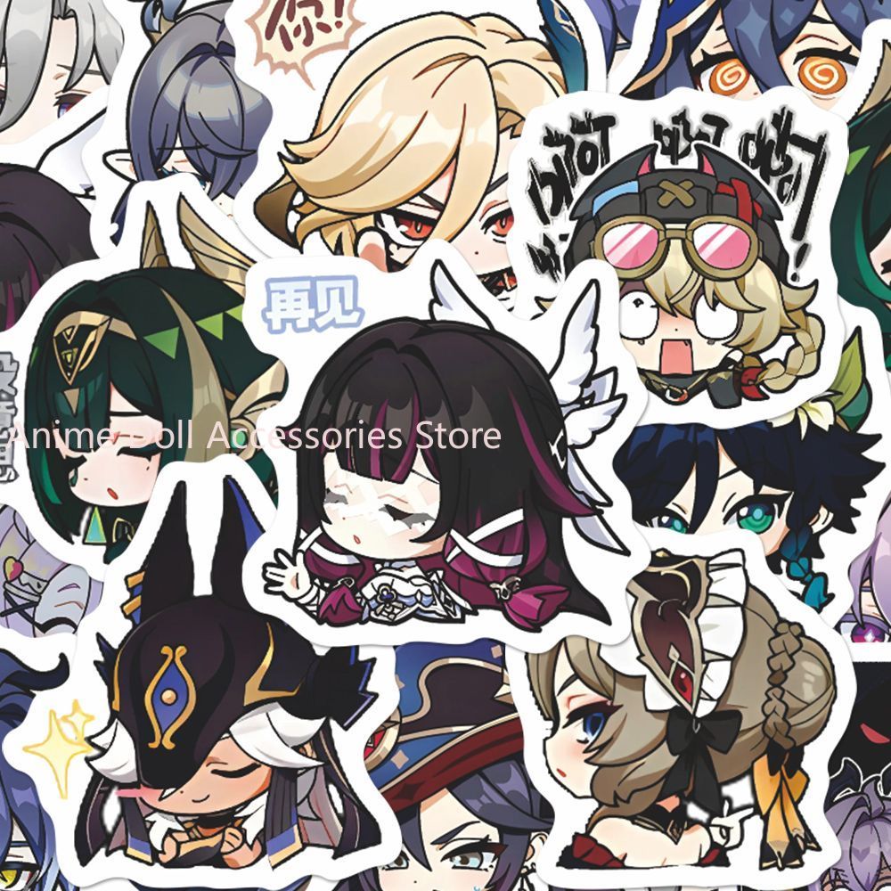 Laptop Original Accessories - 64 قطعة ملصقات أنمي جينشين إمباكت