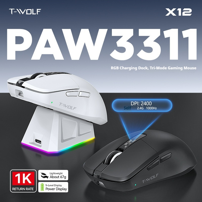 فأرة ألعاب لاسلكية T-Wolf X12، - مراجعة Laptop Mouse وسعره